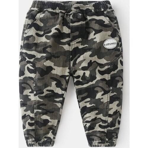 Bohemia Camouflage Boys Pants Full Length Army Green Camping Casual Trouses Kids Clothes for 2 3 4 5 6 7 8 Years Old OBP205024