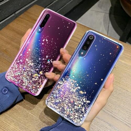 Bling Star Glitter Clear Case for Samsung Galaxy A6 A7 2018 A750F A8 A9 J4 J6 Plus 2019 Fashion Crystal Soft TPU Silicone Cover