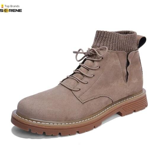 Serene leather and ankle boots autumn winter mens shoes fashion motorcycle outdoor work snow casual
