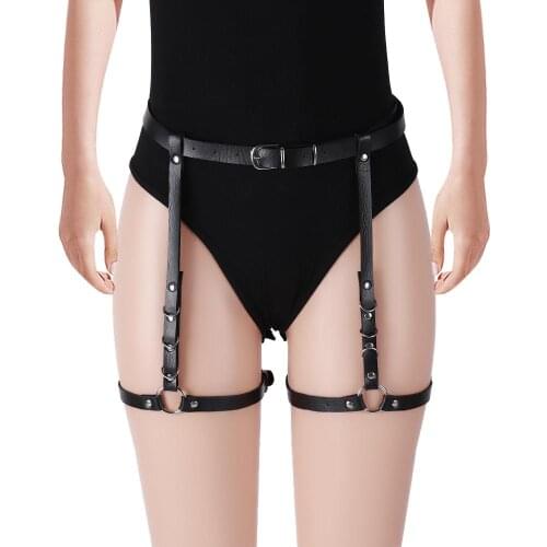Erotic Leather Leg Bondage O-Ring Garter Belt Body Buttocks Harness Suspender Womens Sexy Bodysuit Lingerie Bdsm Accessories