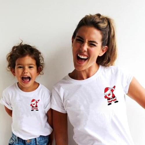 Santa Claus Christmas LOVE Family matching tshirt Cotton Casual kawaii Tops Tees Short sleeve daughter baby t shirts Clothes