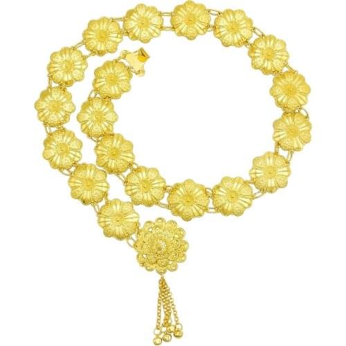 Indian Gold Metal Body Jewelry Hippie Waist Chains Carved Flower Women Dancing Dress Belt Belly Chain Egypt Wedding Party Gift