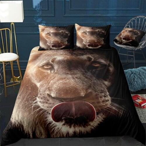 Aggression Lion King Art Quilt Cover Pillowcase 3Piece Comforter Bedding Set With Pillow Case Single Double Duvet Cover