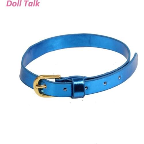Doll Talk Blue With Golden Button 38cm length Elegant Leather Belt For Dolls Dolls Colthes Accessories