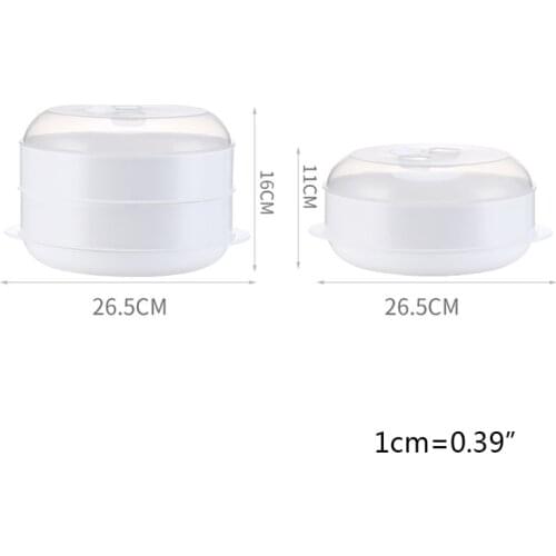 X7AB Round Single/Double Tier Food Steamer Box with Lid For Microwave Oven Kitchen Veggies Fish Cookware Environmental Plastic