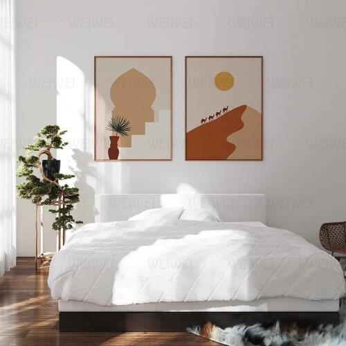 Moroccan Print Wall Art Marrakesh Sahara Desert Camel Canvas Panting Islamic Architecture Poster Boho Room Decor Pictures