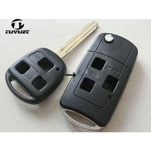 Modified Folding Remote Key Shell Case 3 Buttons For Toyota FJ Land Cruiser Camry Prado Previa Ville