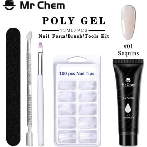 Mr Chem 15ml Poly Nail Gel Kit UV Quick Building Varnish Set Long Lasting Polish Nails Art Tools Manicure Set Extension uñas