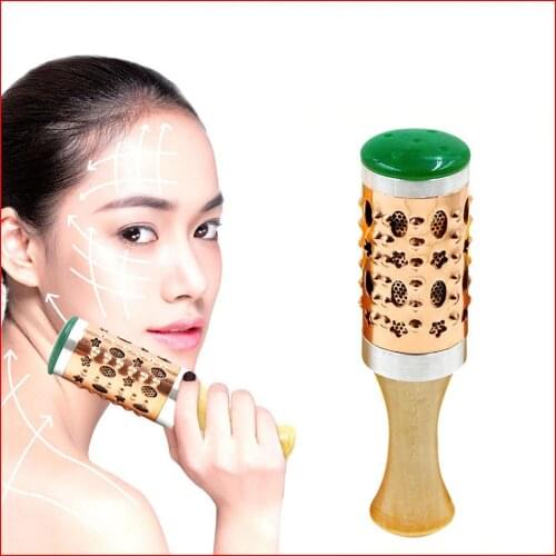 Stick moxibustion instrument moxa pure copper rod thunder fire moxibustion box with wooden column jade eye facial body massage