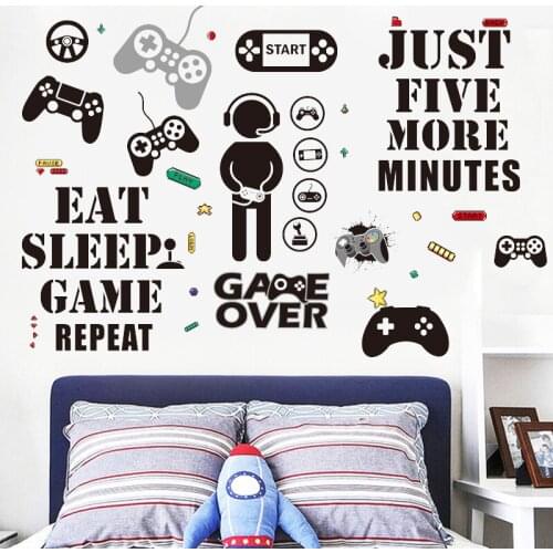PC Gamer Stickers on the Wall Decor Eat Sleep Gaming Video Gamepad Posters PVC Mural art Decals Home Decoration