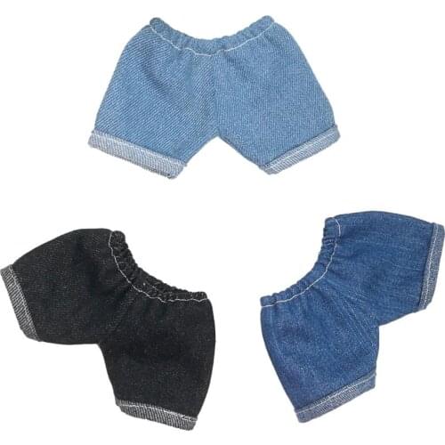 Handmade 20cm Plush Doll Clothes Flanging Jeans Denim Pants For Baby Dolls Plushies Kpop Idol Dolls Outfit Gift Free Shipping