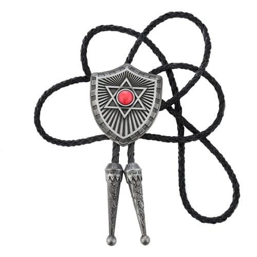 Handmade DIY leather tie natural pinestone hexanxing zinc alloy tie for both men and women