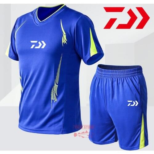 Daiwa Fishing Suit Summer Outdoor Sports Two-piece T-shirt Shorts Breathable Running Fitness Clothes Quick-drying Sports Suit
