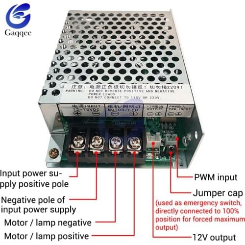 SMG DC Motor Driver Module 30A High oPwer LED Motor Driver Controller Board DC 12V-75V