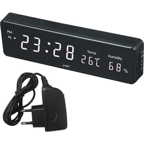 LED Digital Alarm Clock with Thermometer Hygrometer Humidity Temperature Table Desk Clock EU Plug