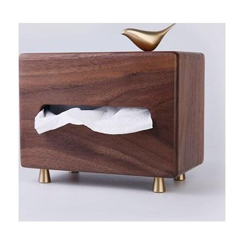 Creative Black Walnut Decorative Tissue Box Living Room Solid Wood Dining Room Napkin Hotel Household Paper Box Home Decoration