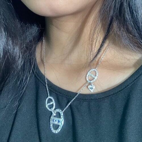 UMGODLY Fashion Necklace Evil Eye Blue Micro Zirconia Stones Silver Color Sailor Buckle Love Heart Pendant SYMBOLE Women Jewelry