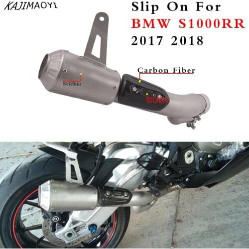 For BMW S1000RR Exhaust Pipe Motorcycle Mid Pipe with Tail Escape Heat Guard Carbon Fiber No DB Killer Slip On 2017 2018