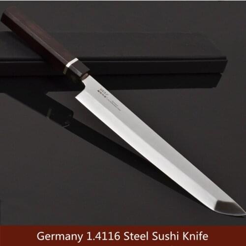 10.5'' Japanese Sushi Sashimi Chef Knife German 1.4116 Stainless Steel Fish Meat Salmon Fillet Super Sharp Knife with Sheath 6G