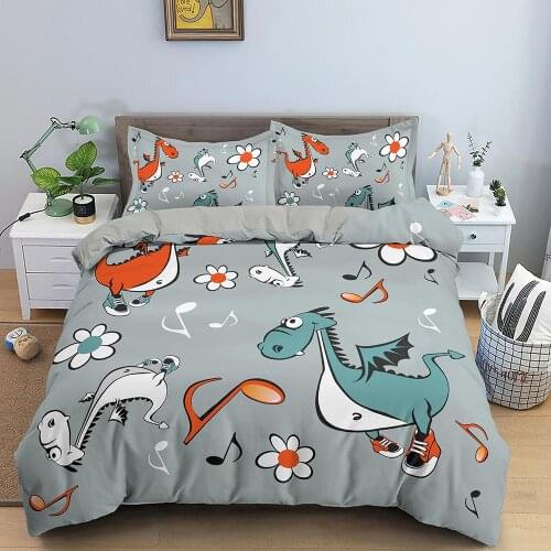 Winter Bedding Set Unicorn/Cat/Dinosaur Pattern Duvet Cover With Pillowcase Quilt Cover Queen King Bed Linens Home Textile