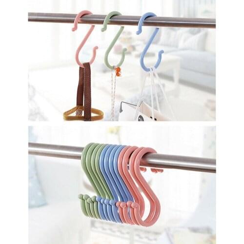 12 Pcs S-Shape Plastic Hanger Hooks Kitchen Bathroom Towel Holder Stroller Hook