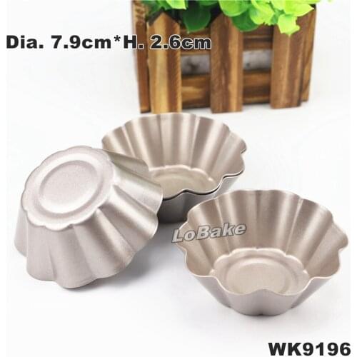 4pcs/lot) Mini 3 inches heavy round mum flower nonstick tart holder coconut egg pizza pan mooncake pudding cupcake mold DIY