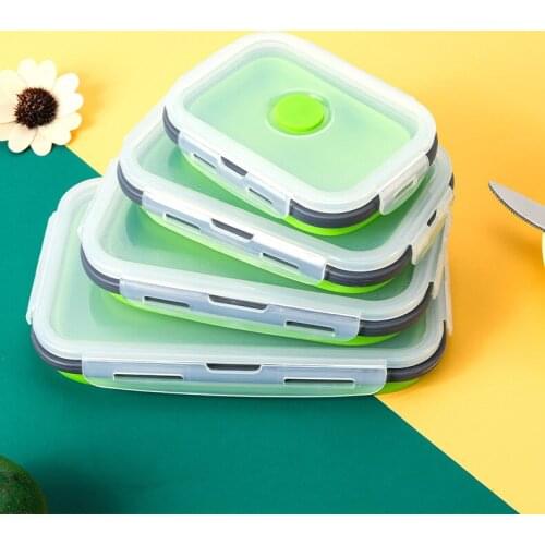 4 pcs Silicone Lunch Box Portable Bowl Colorful Folding Food Container Lunchbox 350/500/800/1200ml Eco-Friendly