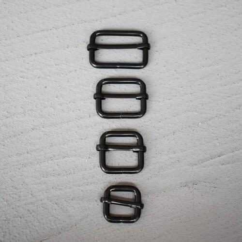 50 Pcs 15/20/25/30mm Black Metal Slider Adjustment Buckle Slides Tri-glides Roller Pin Handbag Strap Slider Adjuster Belt