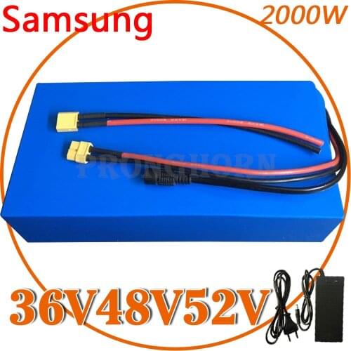 Electric Bike Battery 52V 48V 36V 30AH 24AH 20AH 18AH 15AH 12AH ebike Lithium battery use Samsung cell for 2000W 1000W With char