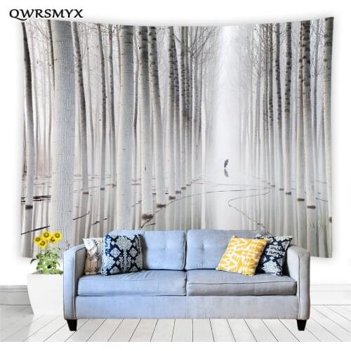 Birch Forest In Water Scene Tapestry Wall Hanging Courtyard Balcony Bedroom Dorm Background Wall Tapestries Home Art Adornment