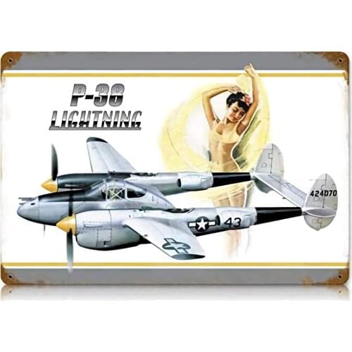P-38 Bikini Retro Pin-Up Girl Metal SignsTin Sign