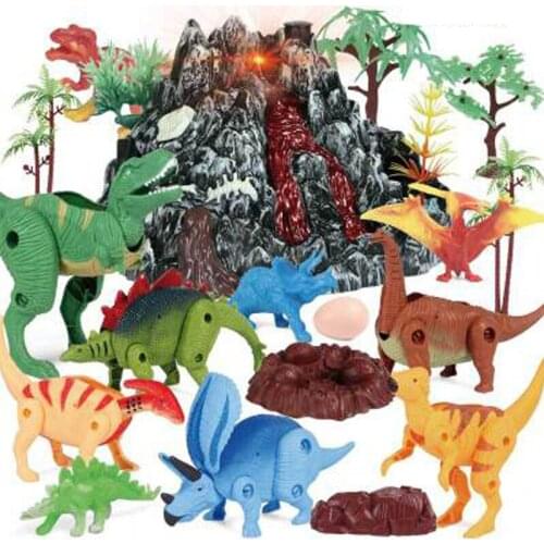 Childrens toys Simulation dinosaur volcano model set toys cool glowing/water spraying/dinosaur calling volcano toys for kids