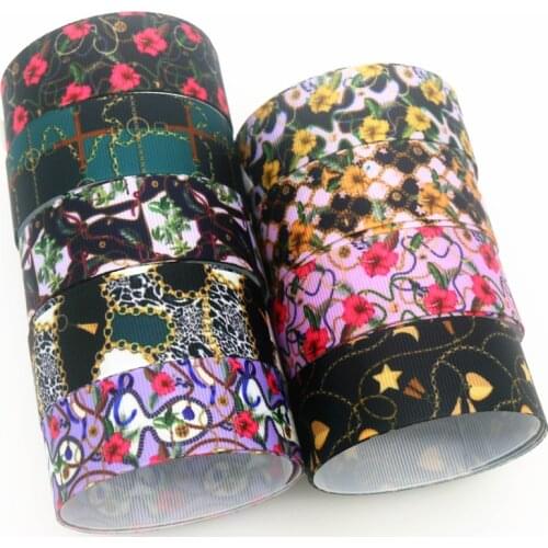 DHK 50yards chain Printed Grosgrain Ribbon Accessory Hairbow Headwear Decoration DIY Wholesale OEM S1421