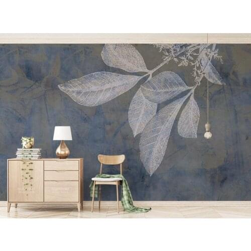 CJSIR Custom Photo Wallpaper Mural Modern Fashion Blue Lines Leaves Nordic Texture TV Background Wall Papel De Parede 3d