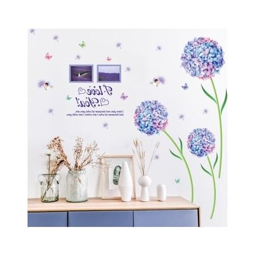 Blue Dream Flower Ball Wall Sticker Romantic Living Room Decoration Poster Plant Sofa TV Background Wallpaper Prints Wall Art