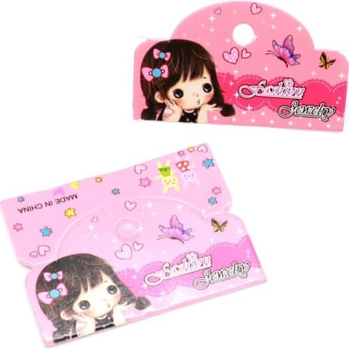 Cartoon Girls Hairpin Jewelry Card Package 200PCS Pink Butterfly Printing Hair Ornament Cardboard Jewelry Display Hair Clip Card