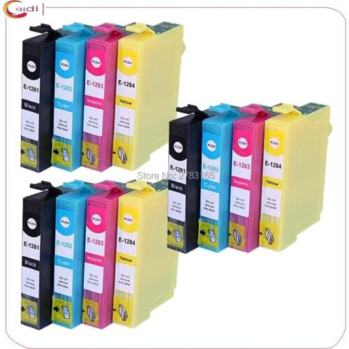 12PCS Compatible for epson T1281 ink cartridge For EPSON Stylus S22 SX125 SX130 SX230 SX235W SX420W SX425W SX430W SX435W Printer