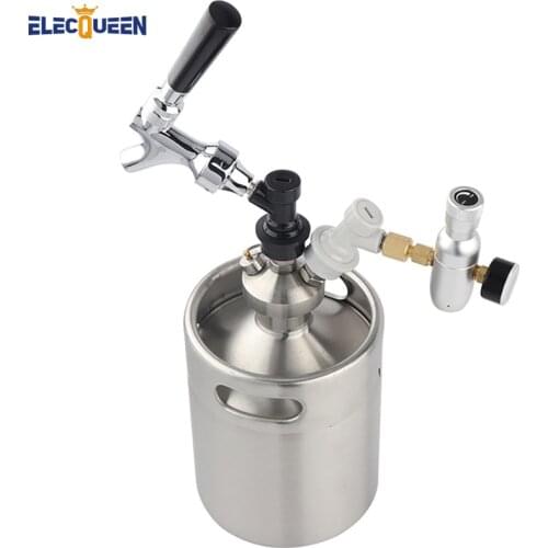 Stainless Steel 2L mini Growler Spears Beer Spear with Draft Tap Faucet With CO2 Injector