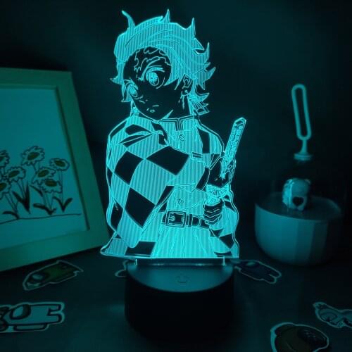 Lava Lamp Anime Demon Slayer Figure Tanjiro Kamado 3D LED RGB Night Lights Gift for Friend Bedroom Manga Decor Kimetsu No Yaiba