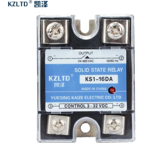 Single Phase Relays Solid State 16A 3~32V DC to 24~480V AC Module Relays SSR-16DA wholesale Retail KS1-16DA No Contact