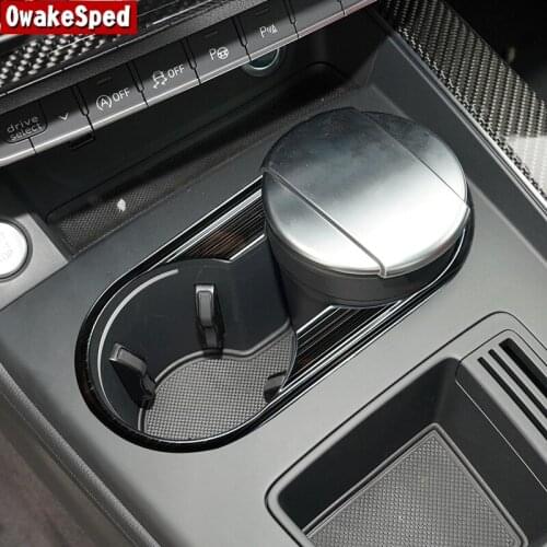 Stainless Steel Center Console Water Cup Holder Frame Decoration Trim For Audi A4 B9 2017-2021 Car Styling Interior Accessories