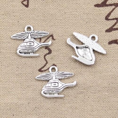 30pcs Charms Helicopter Airplane Plane 15x19mm Antique Silver Color Pendants DIY Crafts Making Findings Handmade Tibetan Jewelry