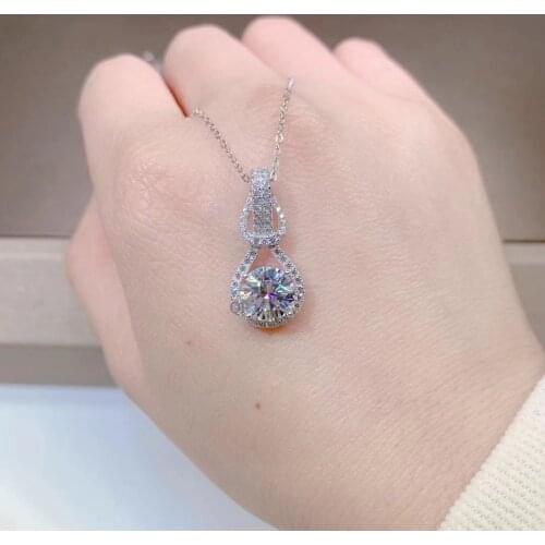 S925 Sterling Silver White VS1 Diamond Pendant Necklace Chain Fine Naszyjnik Silver 925 Jewelry Collares Joyas Necklace Women