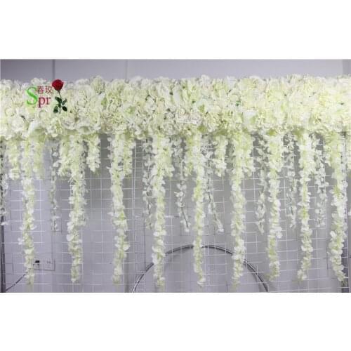 SPR Free Shipping penoy dahil rose arch row flowers 1m or 2m/lot wedding decoration flower wall backdrop table centerpiece flore