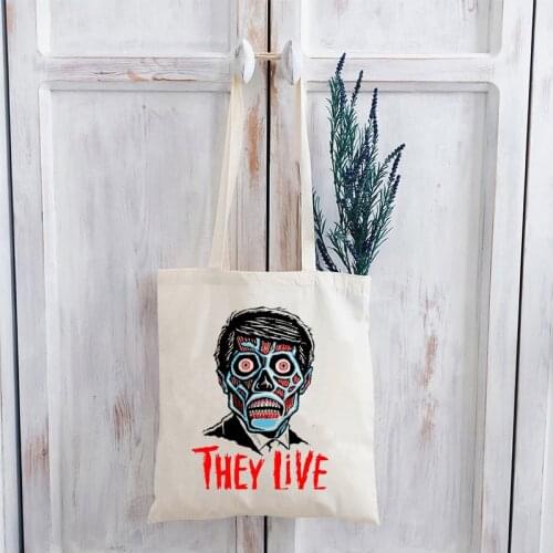 80s Live Movie Custom Shopping Bags Aesthetic Halloween Horror Movie Tote Bag Gothic 2021 Women Fashion Canvas Tote Bag Print