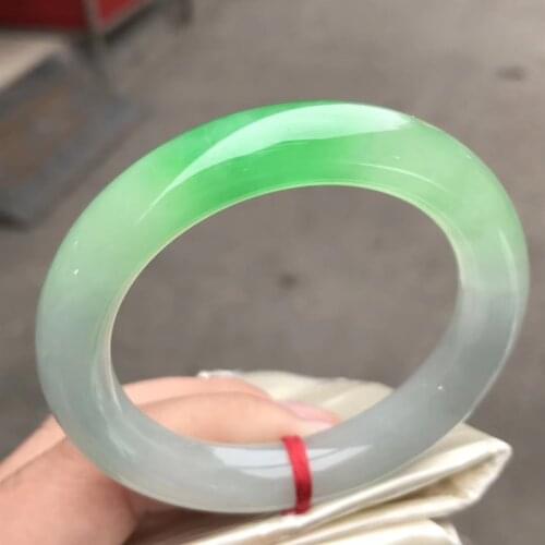 Koraba Only One !55.6MM Certified (Grade A)100% Natural Green Jadeite JADE Bracelet Women Bangle
