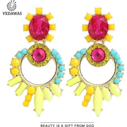 Vedawas Summer Fashion Acrylic Yellow Drop Earrings for Women Boho Colorful Gemetric Waterdrop Earrings Wedding Jewelry Party