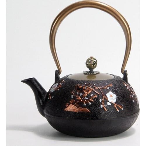 Japanese Iron Pot Boiled Water Tea Cast Iron Teapot Handmade Japanese Style Iron Pot Electric Ceramic Stove Tea-Boiling