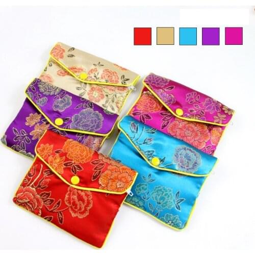 Jewelry Silk Purse Pouch Small Jewellery Gift Bag Chinese Brocade Embroidered Coin Organizers Pocket for Women Girls