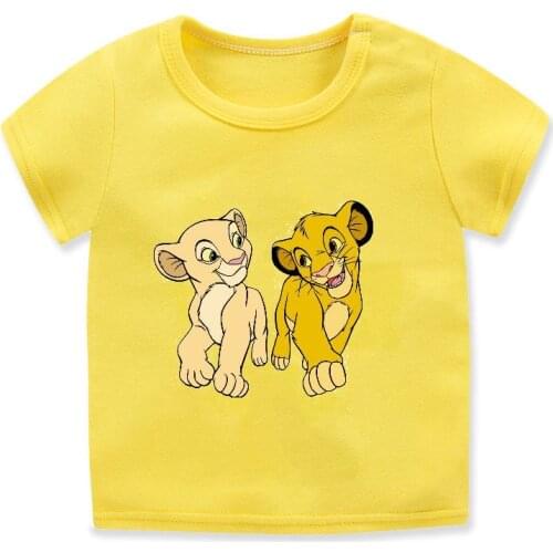 Funny Toddler boys t shirt cute little lion graphic print kids t-shirt summer yellow shortsleeved clothing high quality tops
